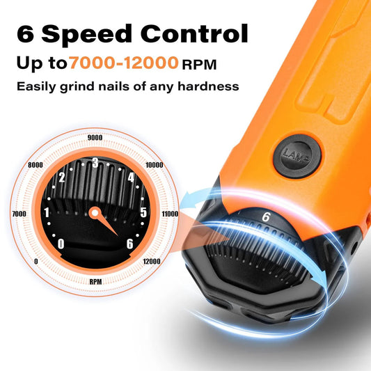 6-Speed Dog Nail Grinder Enhanced Pet Nail Grinder Super Quiet Rechargeable Electric Dog Nail Trimmer Painless paws grooming