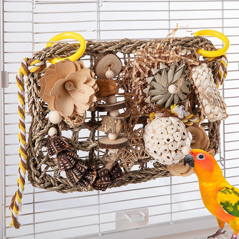 Parrot toys, bird toys, bird supplies, grass balls, water plants, climbing nets, biting toys, damaging toys