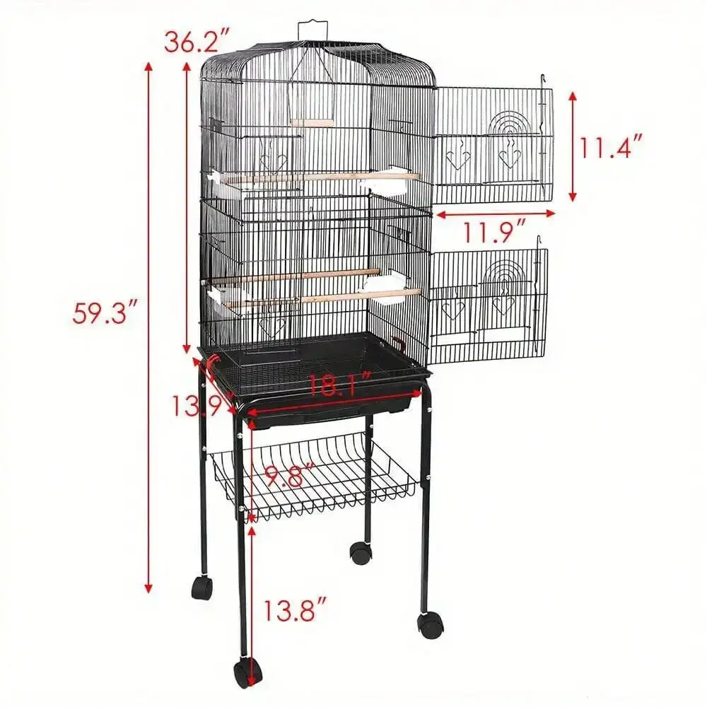 Bird Cage Durable Steel Birdcage Parrot Lovebird Multiple Size w/ Rolling Stand