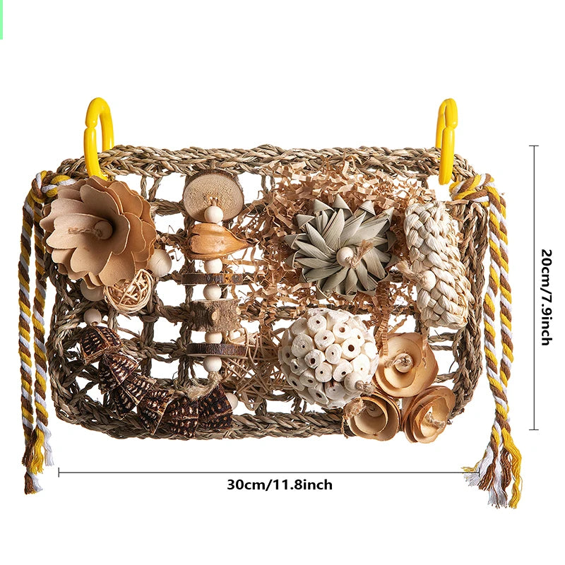 Parrot toys, bird toys, bird supplies, grass balls, water plants, climbing nets, biting toys, damaging toys