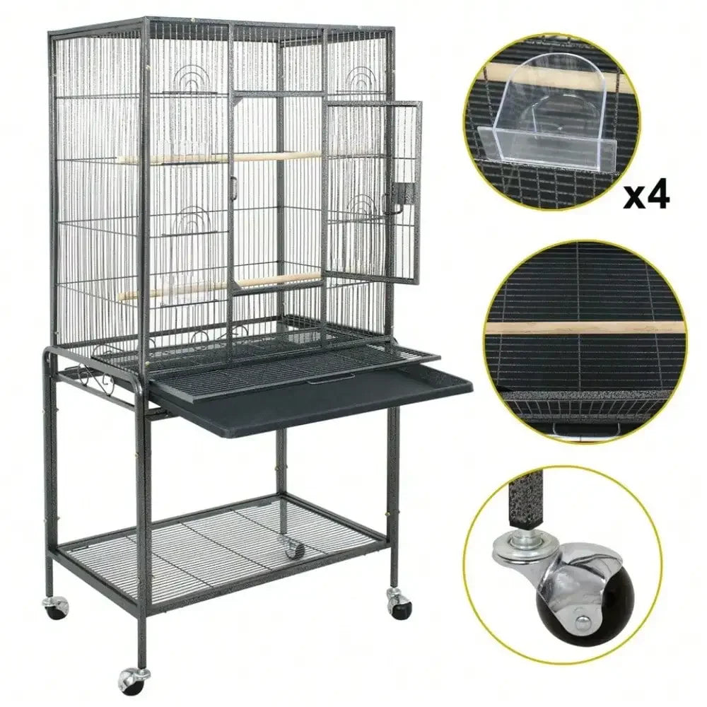 Bird Cage Durable Steel Birdcage Parrot Lovebird Multiple Size w/ Rolling Stand